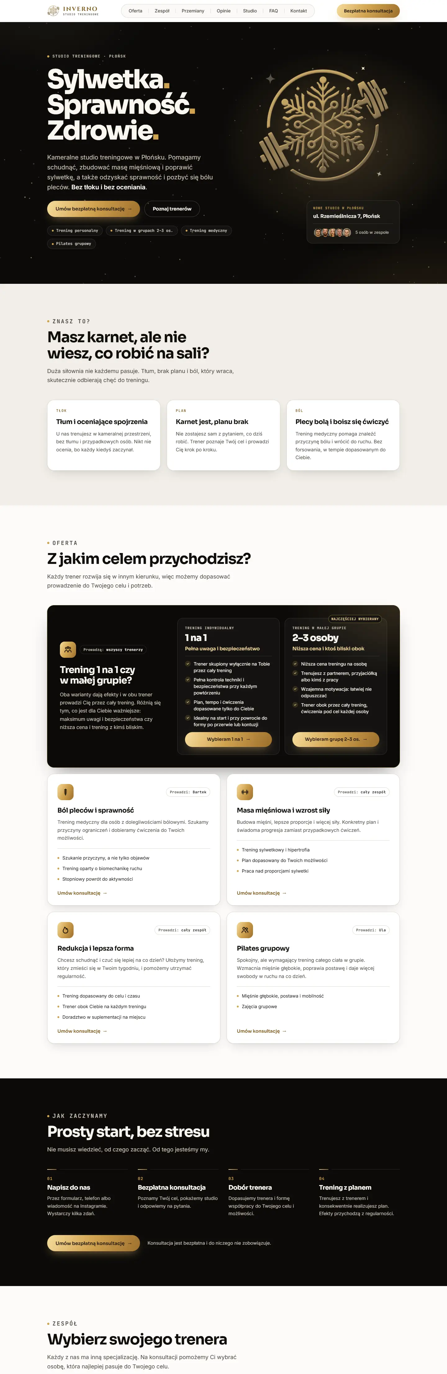 Strona studioinverno.pl — widok na komputerze